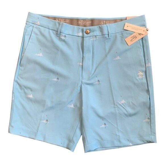 NWT Penguin | Blue Smuff Pete On The Green Printed Golf Short 36 - Picture 1 of 6